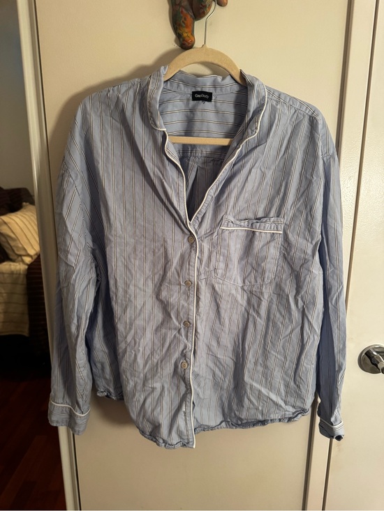 Gapbody Other - GapBody Blue Striped Poplin Pajama Top Piped Trim Size XL